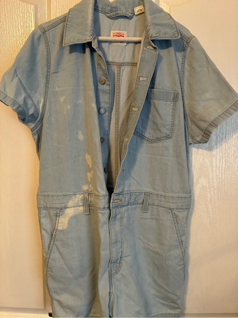 Levi's Light Blue Short-Sleeve Work Romper